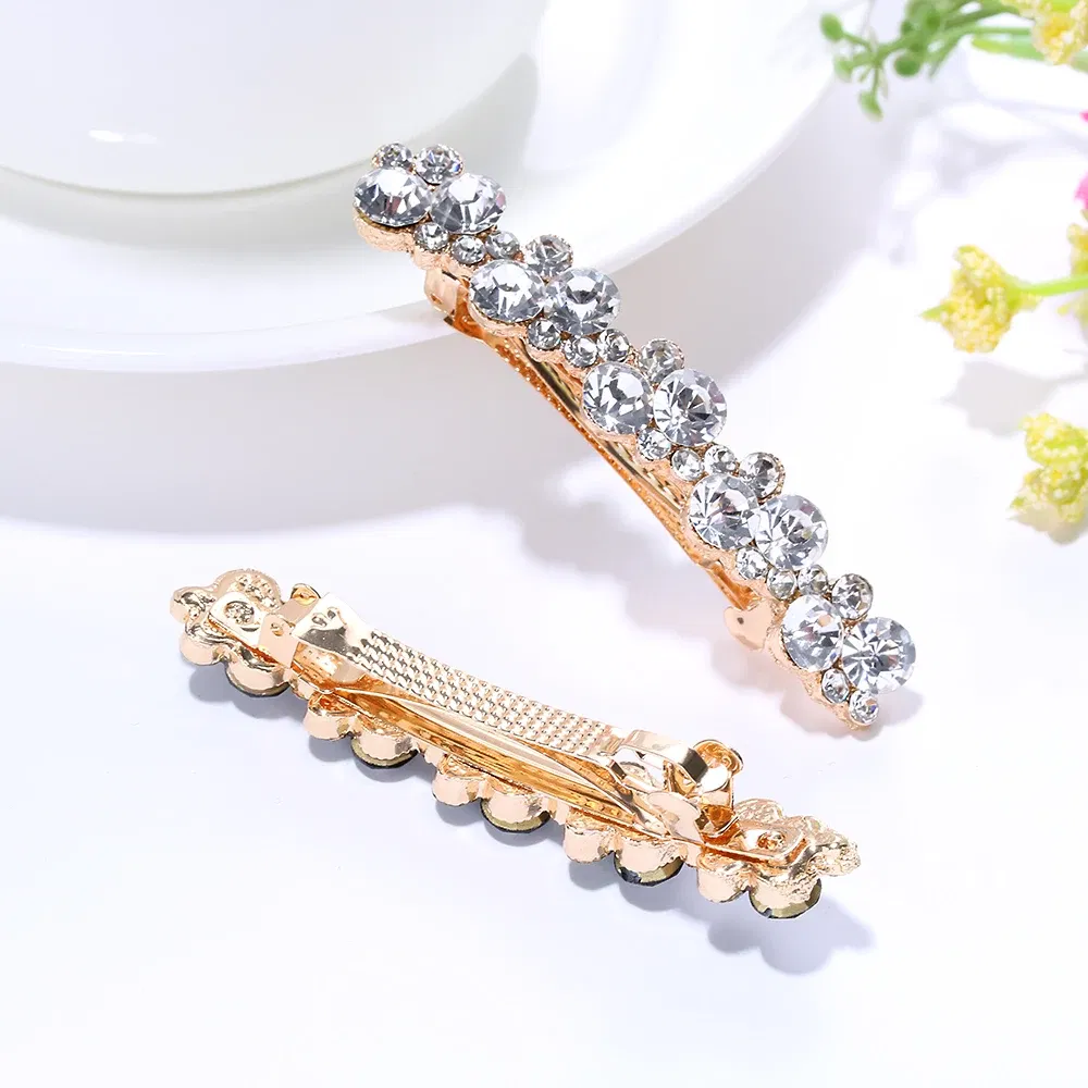 Color: RED - Hot Sale 5 Colors Korean Crystal Pearl Elegant Women Barrettes Hair Clip Hairgrips Hairpin Girls Hair Accessories Dropshipping