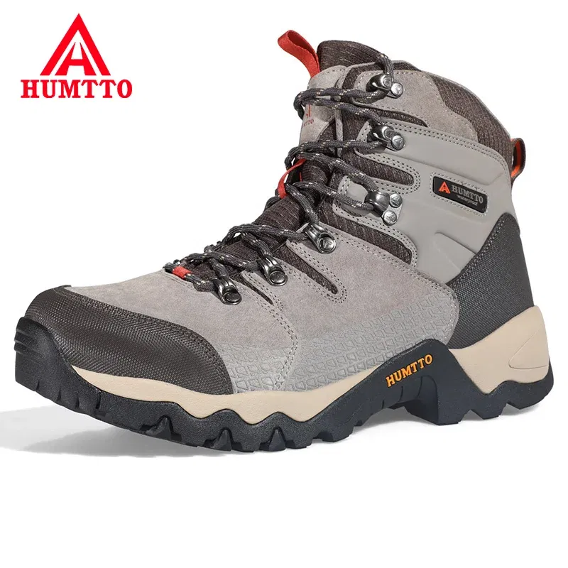 Color: Army Green, Shoe Size: 5.5 - HUMTTO Waterproof Outdoor Sport Hiking Shoes for Men Leather Non-slip Climbing Sneakers Mountain Tactical Mens Trekking Boots