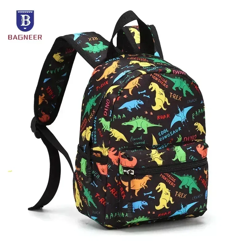 Color: black, Size: 13 inches - Casual Kids Backpack Dinosaur School Bag Travel Rucksack Cartoon Kids Boy Girls Schoolbag Student Bookbag Children Daypack Bag