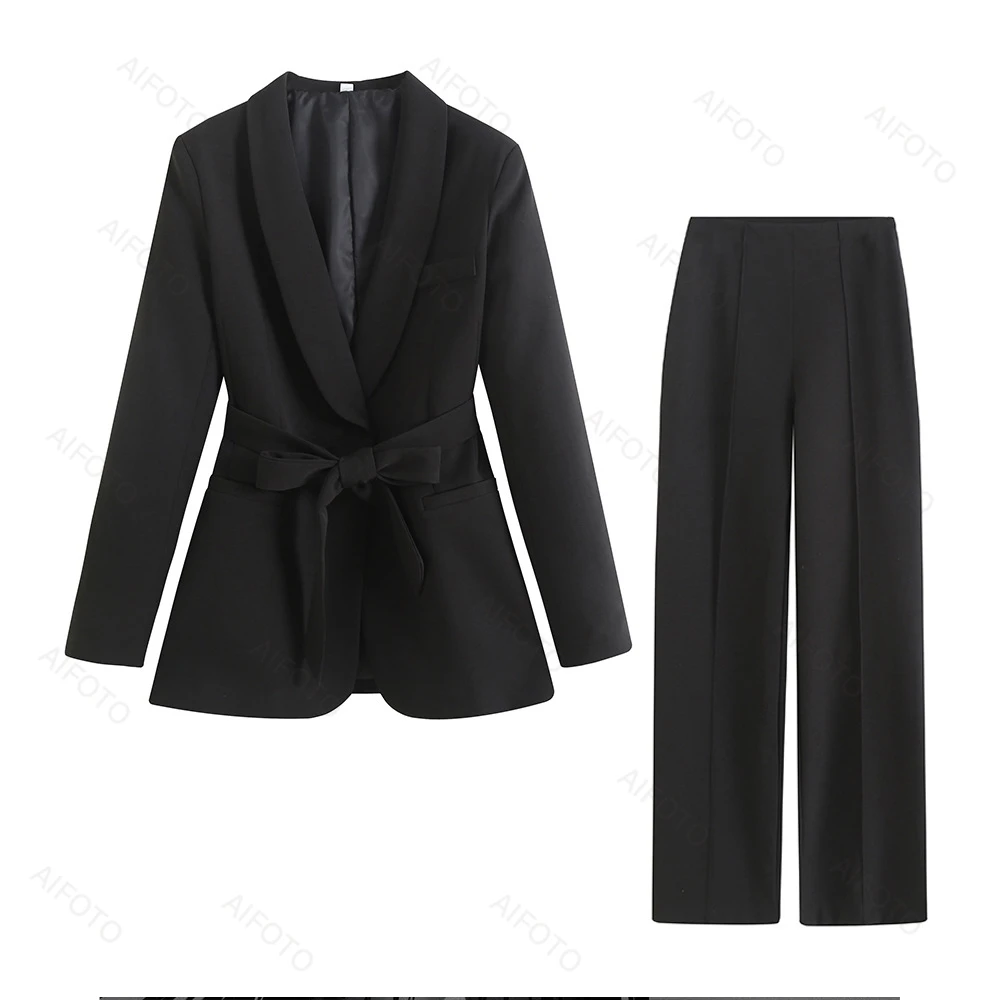 Color: black, Maternity Size: XL - Black Women's Suit Pregnancy Photoshoot Clothes Chic Outerwear Long Tassel Buckle Waist Belt Blazer Maternity Photography Outfit