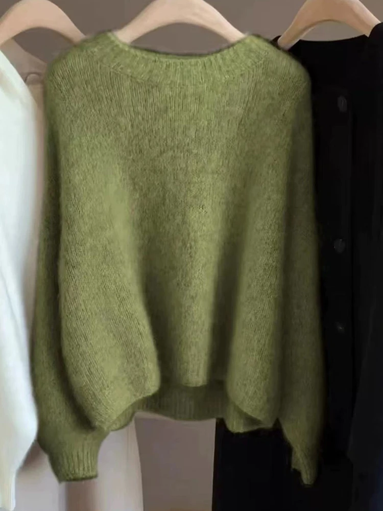 Color: Pink, Size: S, Ships From: CHINA - Autumn and Winter New Cashmere Sweater 100% Pure Wool Knitted Pullover for Women, Loose and Lazy Style Round Neck Soft Solid Top