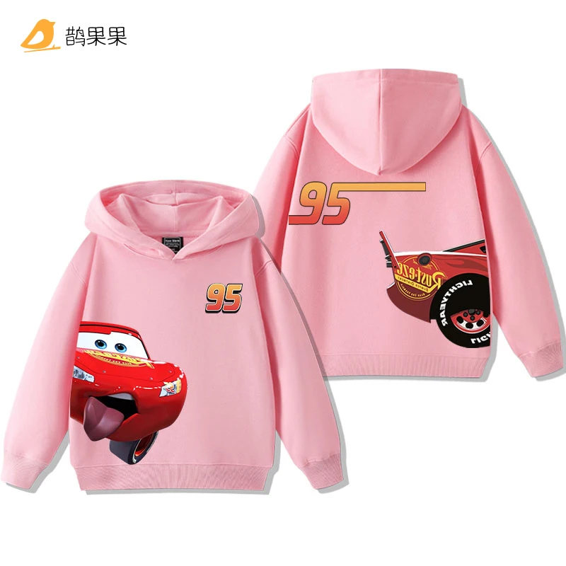 Color: army green, Kid Size: 5 - Cars Lightning McQueen Fun Printed Kids Boys Girls Hooded Sweatshirt Fall and Winter Casual Fashion Warm Student Hoodie