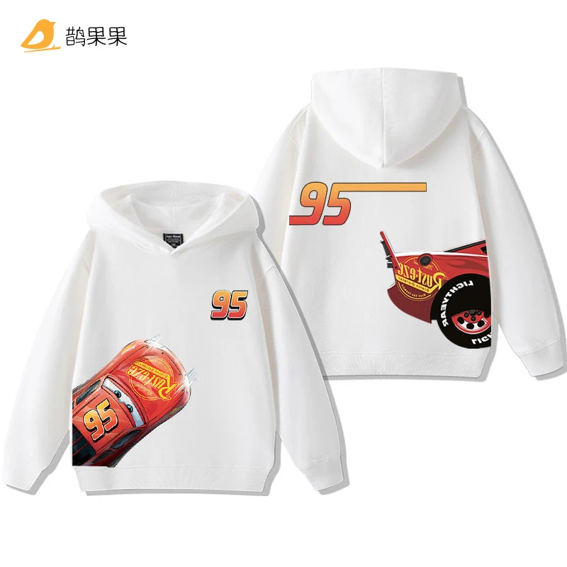 Color: army green, Kid Size: 5 - Cars Lightning McQueen Fun Printed Kids Boys Girls Hooded Sweatshirt Fall and Winter Casual Fashion Warm Student Hoodie