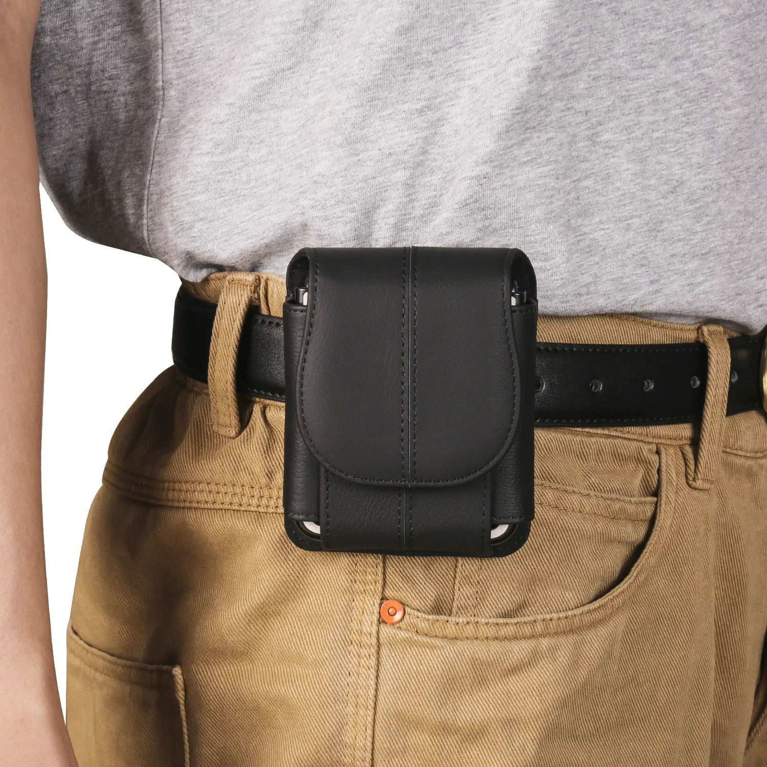 Color: Beige, Ships From: CHINA, Material: Nylon - Cow Leather Belt Clip Case Holster Pouch For Samsung Galaxy Z Flip 6 5 4 3,Moto Razr 50 40 Ultra,Huawei P50 Pocket S Waist Bag