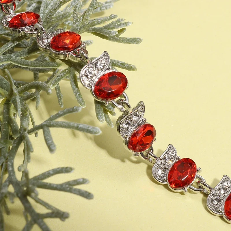 Metal Color: SILVER PLATED - Fashion Exquisite Color Crystal Inlaid Ladies Charm Bracelet Engagement Wedding Jewelry