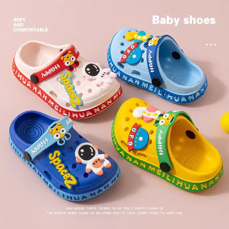 Color: Yellow, Shoe Size: 4 - Children Garden Shoes Cute EVA Cartoon Beach Sandals Babies Summer Slippers High Quality Soft Kids Outdoor Slippers Flip Shoes