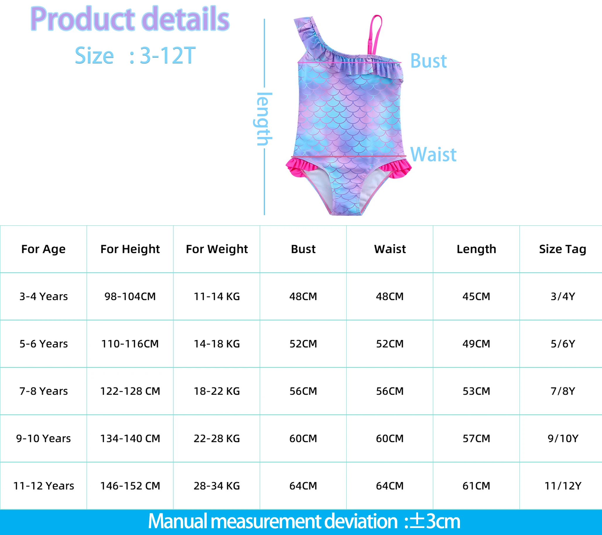 Color: Light Green, Size: S - Stitch Girls Swimsuit Fashion Mermaid Fish Scale One-Piece Bathing Suits Children's Dresses Summer Swimwear Beach Suit Kids Wear