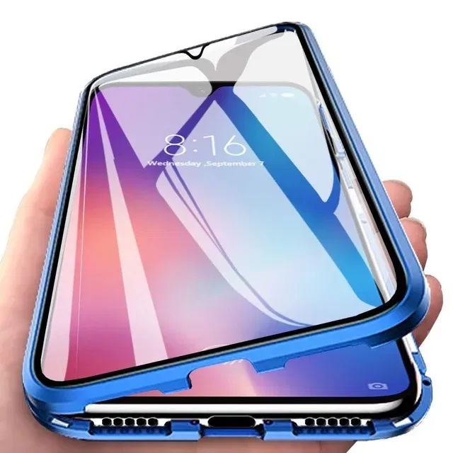Color: Blue, Bundle: Case & Screen Protector, Material: Nylon - 360 ?°Full Protection Metal Frame Magnetic Case For OPPO Reno 10 11 Pro 7 4G 7 Z 8 Lite 8Z 5G Double-Sided Glass Cover Cases