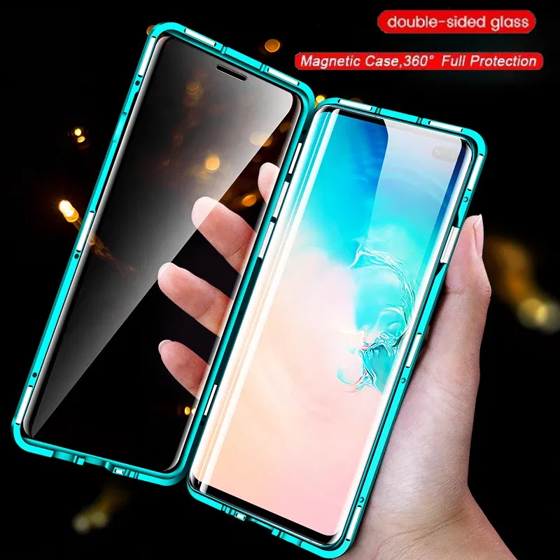 Color: Blue, Bundle: Case & Screen Protector, Material: Nylon - 360 ?°Full Protection Metal Frame Magnetic Case For OPPO Reno 10 11 Pro 7 4G 7 Z 8 Lite 8Z 5G Double-Sided Glass Cover Cases