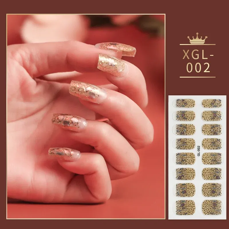 Color: Lvory - 1 Sheet Glitter Nail Stickers Nail Art Polish Stickers Nail Tips Nail File Adhesive Wraps Manicure Decal Strips Drop Shipping