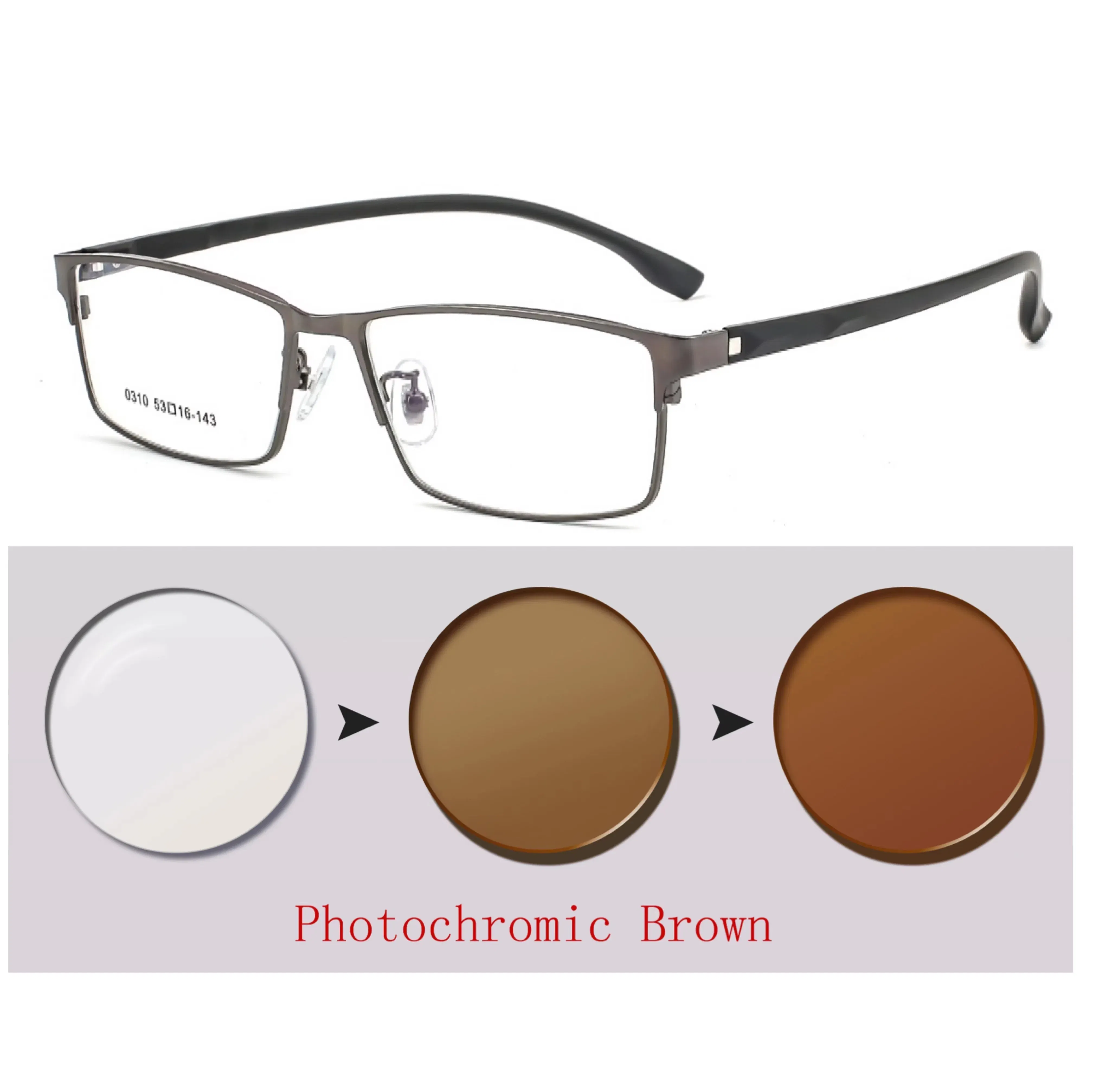 Frame Color: green, Ships From: CHINA, Eye Prescription: +125 - New Finished Myopia Sun Photochromic Glasses Fashion Chameleon Gray Lens Metal Legs With Degrees Sunglasses -1 -1.5 -2.0 -2.5 -3