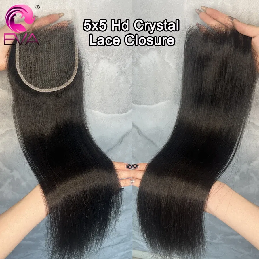 Color: Pink, Material Grade: Remy Hair, Stretched Length: 20inches - Eva 5x5 Hd Lace Closure Straight 13x4 Lace Frontal Closure Hand Tied Human Hair Closures Free Part Hd Lace Closure Pre Plucked