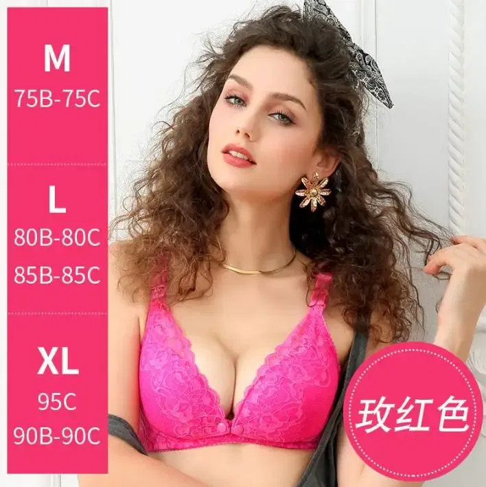 Color: PURPLE, Bands Size: 36, Cup Size: B - Modern pregnant women's postpartum underwear breast feeding breathable lace front open button pregnant women's breast-feeding