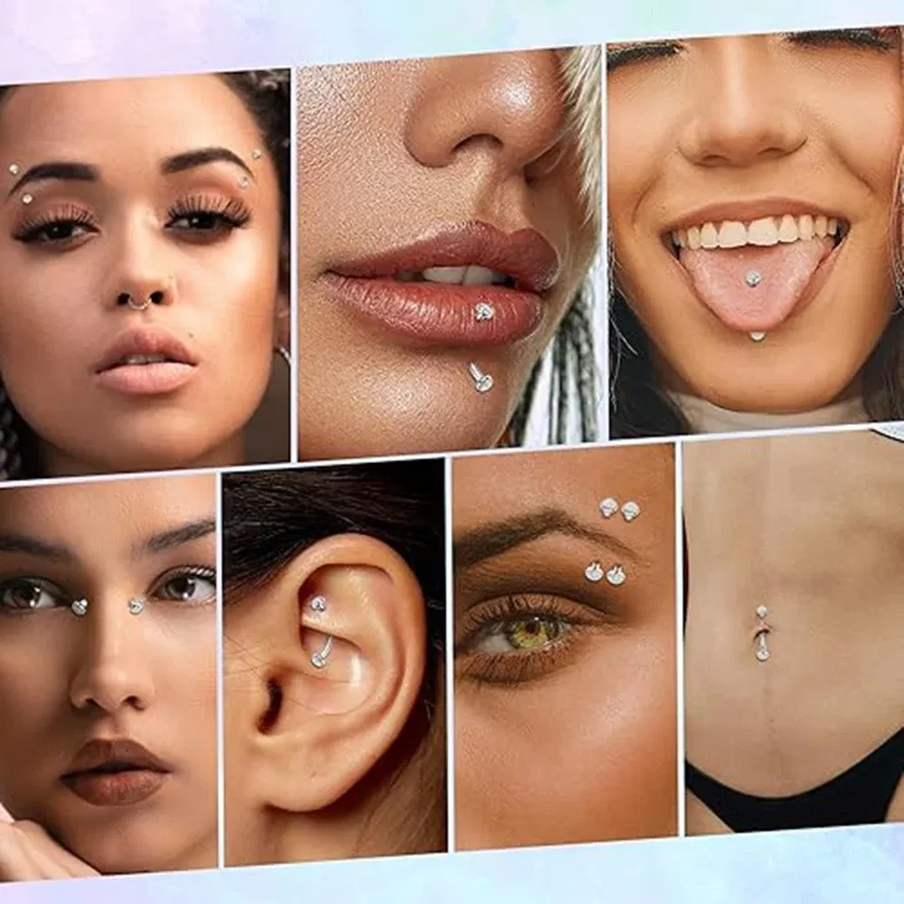 Metal color: Gold-color, Main Stone Color: GRAY - 3/4/5mm Opal Steel Eyebrow Ring Internally Threaded 6mm -14mm Bar Curved Barbell Monroe Lip Stud Ear Tragus Piercing