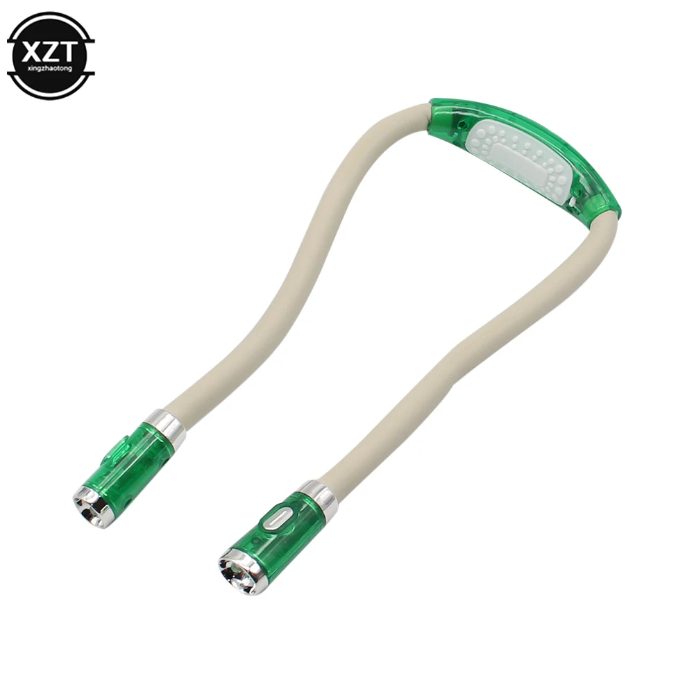 Emitting Color: green - Flexible Neck Hug Book Light LED Neck Night Handsfree Led Neck Light Hug Reading Lamp Novelty Led Night Camping Light Flashlight