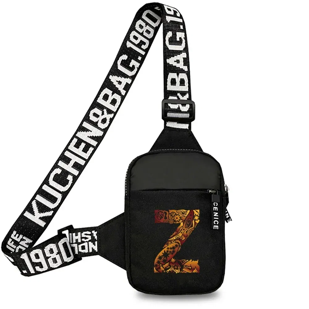 Color: Mint - Sports Chest Bag Men Small Mobile Phone Messenger Bags Waist Bags Multi-Function Carry-on Bag Engrave Image Initial Name Patter