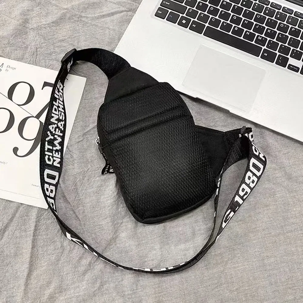 Color: Mint - Sports Chest Bag Men Small Mobile Phone Messenger Bags Waist Bags Multi-Function Carry-on Bag Engrave Image Initial Name Patter