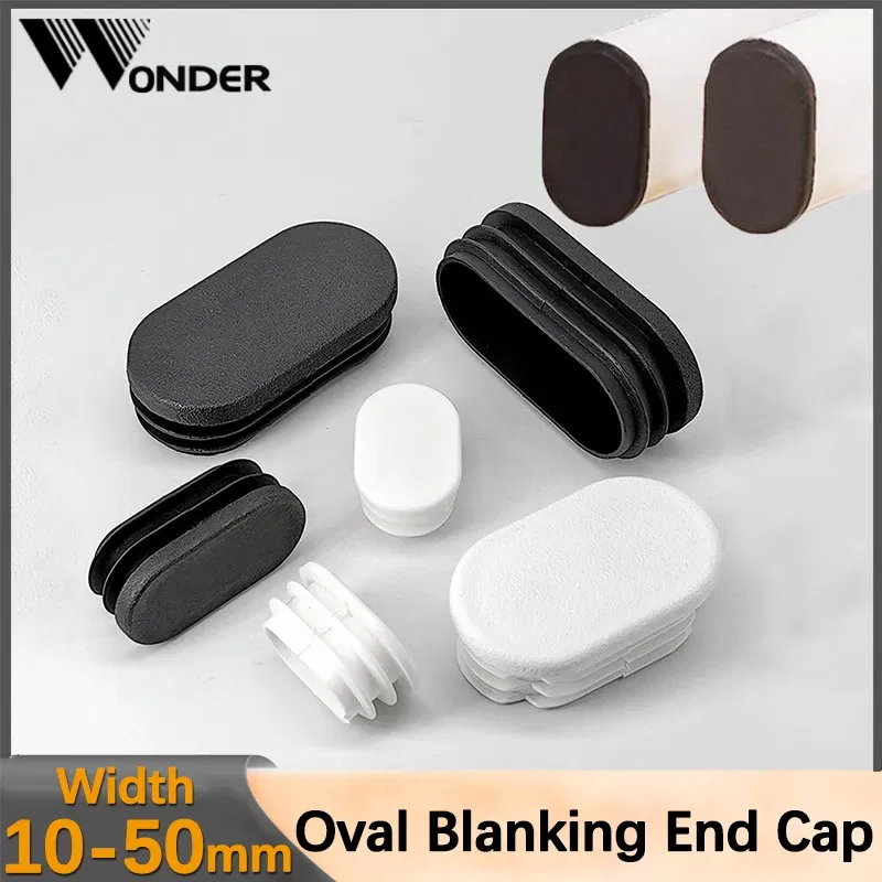 Color: Linen, Size: 36mm - Oval Plastic Tubes End Caps Bung Oblong Blanking Plug Pipe Inserts Table Feet Chair Dust Cover Furniture Accessories Black White