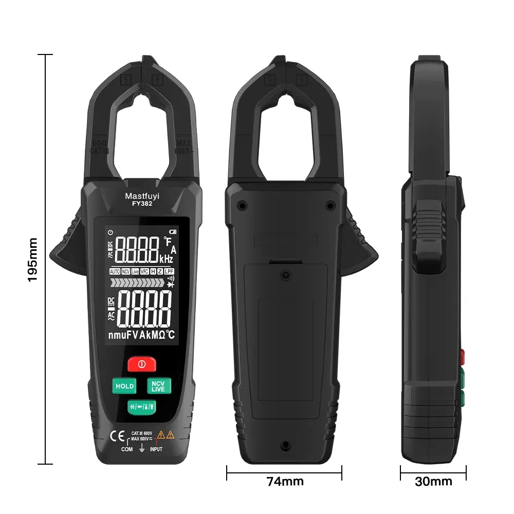 Color: Pink - MASTFUYI digital clamp meter 3 in 1 multifunction multimeter&electrical tester &temperature meter True RMS NVC induction Ammet
