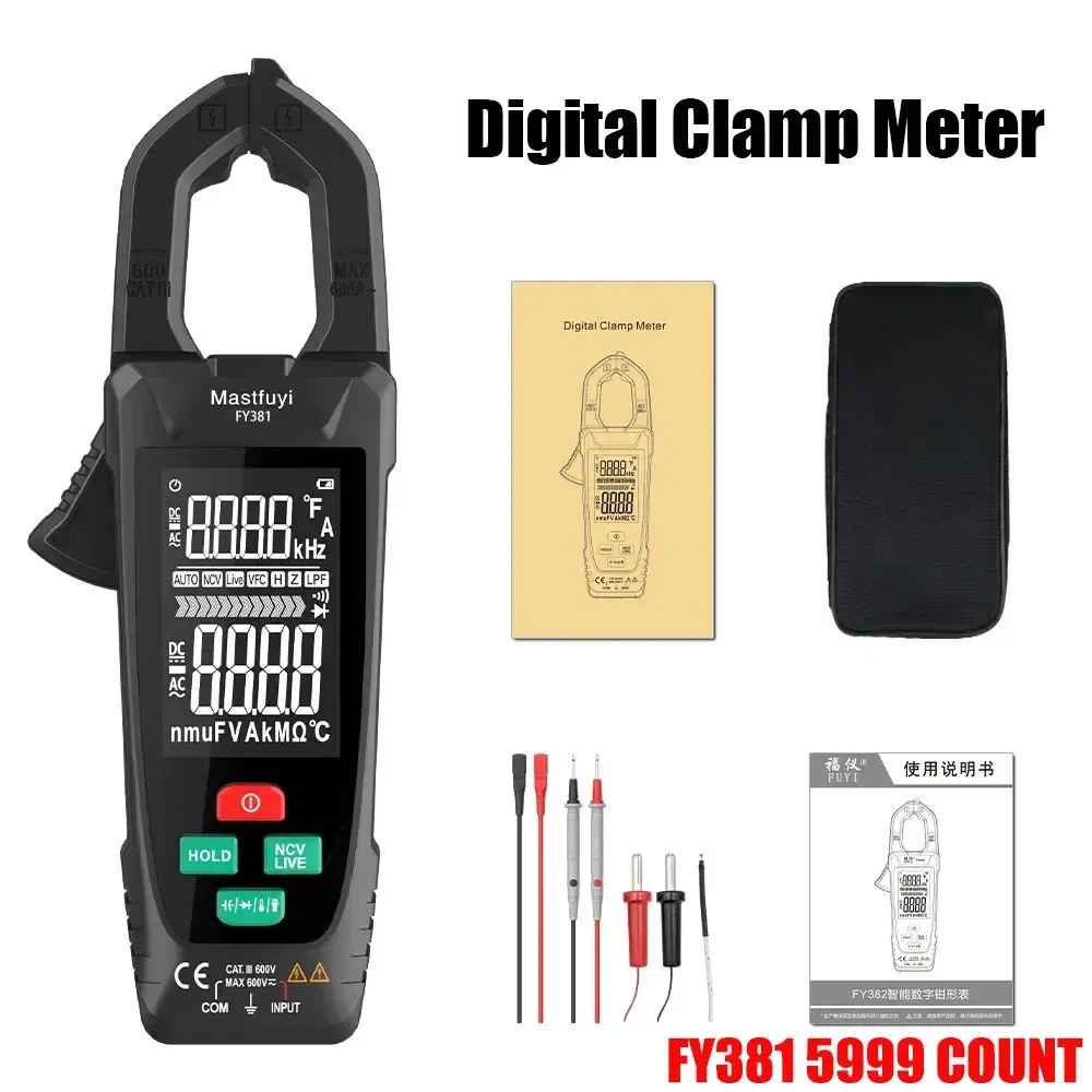 Color: Pink - MASTFUYI digital clamp meter 3 in 1 multifunction multimeter&electrical tester &temperature meter True RMS NVC induction Ammet