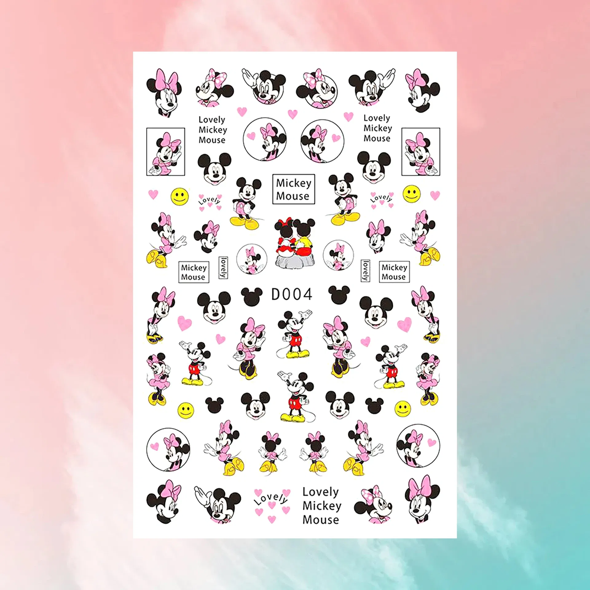 Color: Dark Navy - 1PCS Disney Cartoon Nail Stickers Wholesale Waterproof Paste Nail Art Sticker Princess Mickey Anime Series Nail Decoration