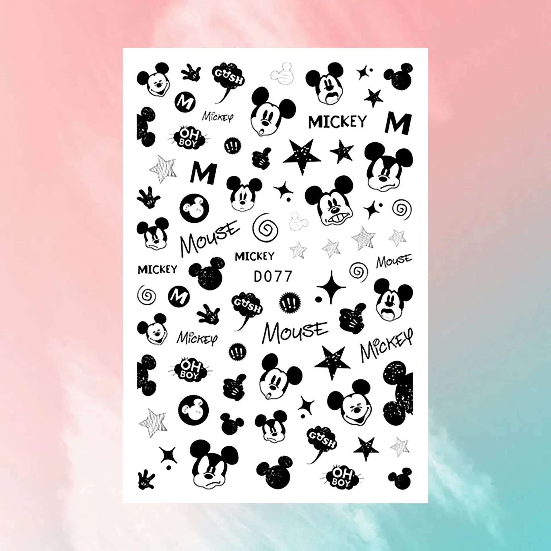 Color: Dark Navy - 1PCS Disney Cartoon Nail Stickers Wholesale Waterproof Paste Nail Art Sticker Princess Mickey Anime Series Nail Decoration