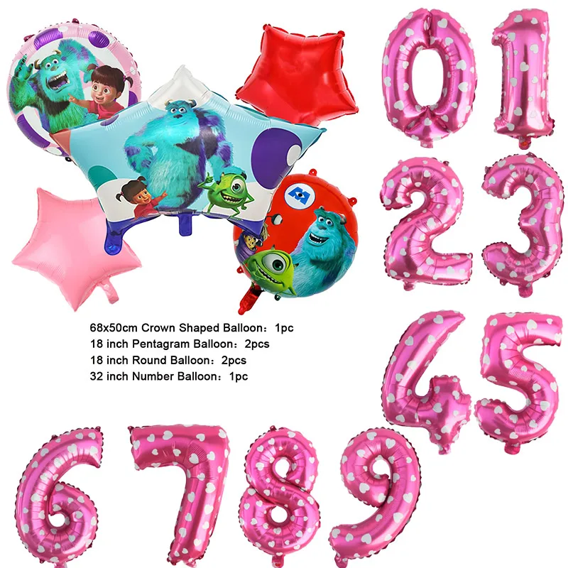Color: Gold, Capacity: 1250ml - Monsters University Monsters, Inc. James P. Sullivan Theme Birthday Party Decoration Crown Shaped Balloon Set Baby Shower