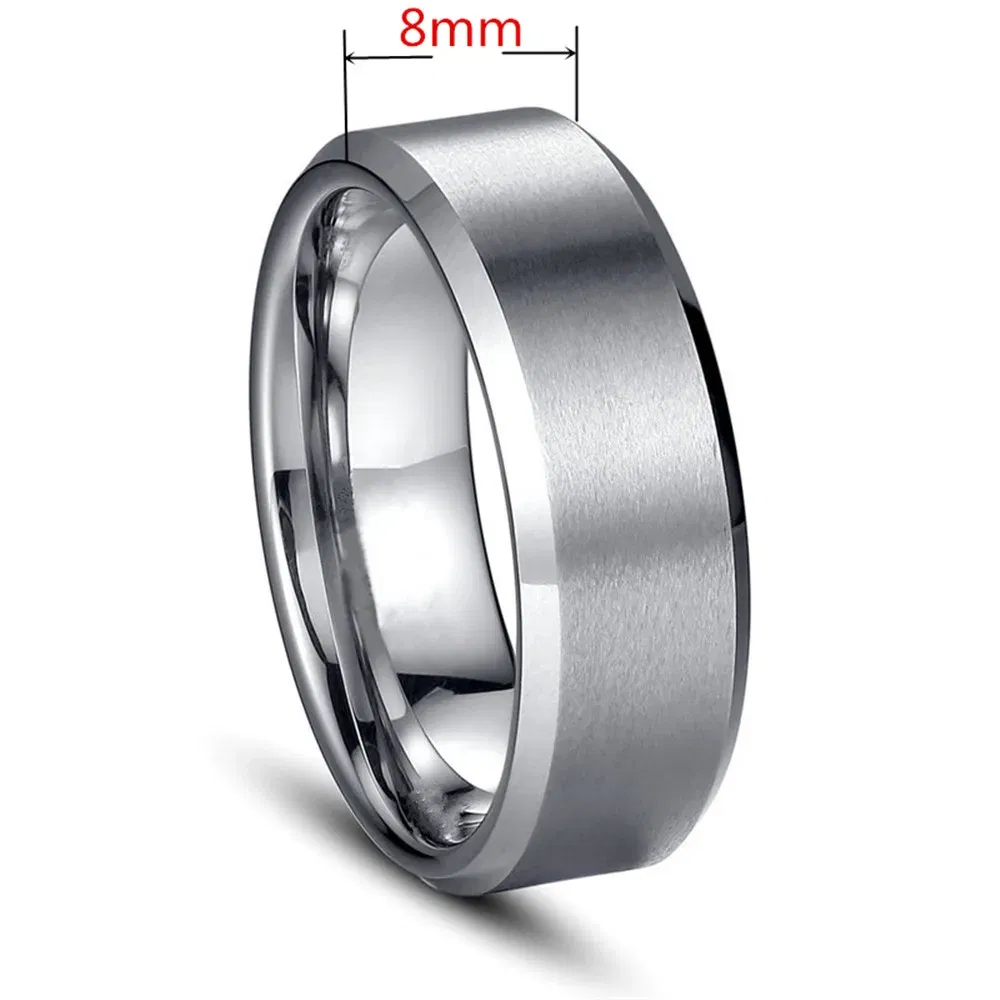 Main Stone Color: Silver, Ring Size: 9 - JUCHAO Classic Ring Men Titanium Black Men Jewelry Wedding Bands Boyfriend Gift Dropshipping