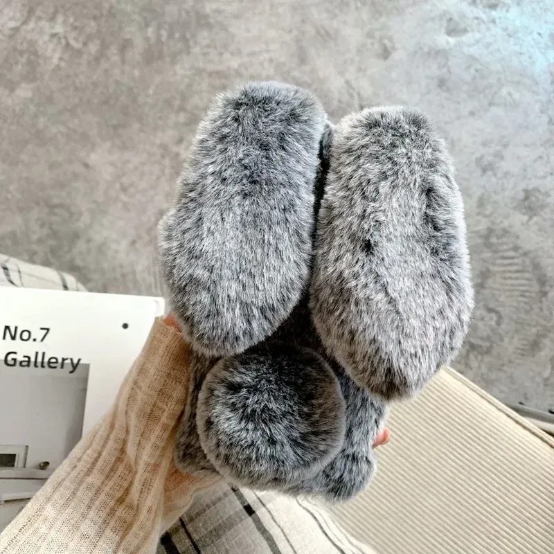 Color: SKY BLUE, Material: PVC - Warm Plush Rabbit Fluffy fur Cover for Samsung A15 A25 A35 A55 A14 A24 A34 A54 A13 A23 A33 A53 A12 A22 A32 A52 A51 Phone Case