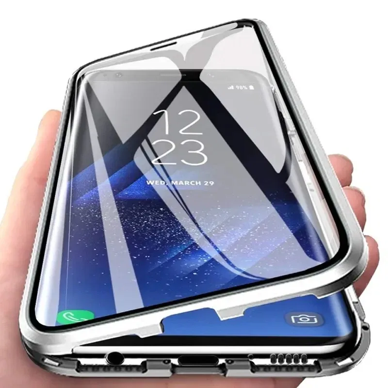 Color: Silver, Bundle: Case & Screen Protector, Material: Neoprene - 360 Full Protection Metal Magnetic Case For Honor X9b X6 X8A 5G X9 4G X9A 5G Double-Sided Glass Transparent Cover Cases