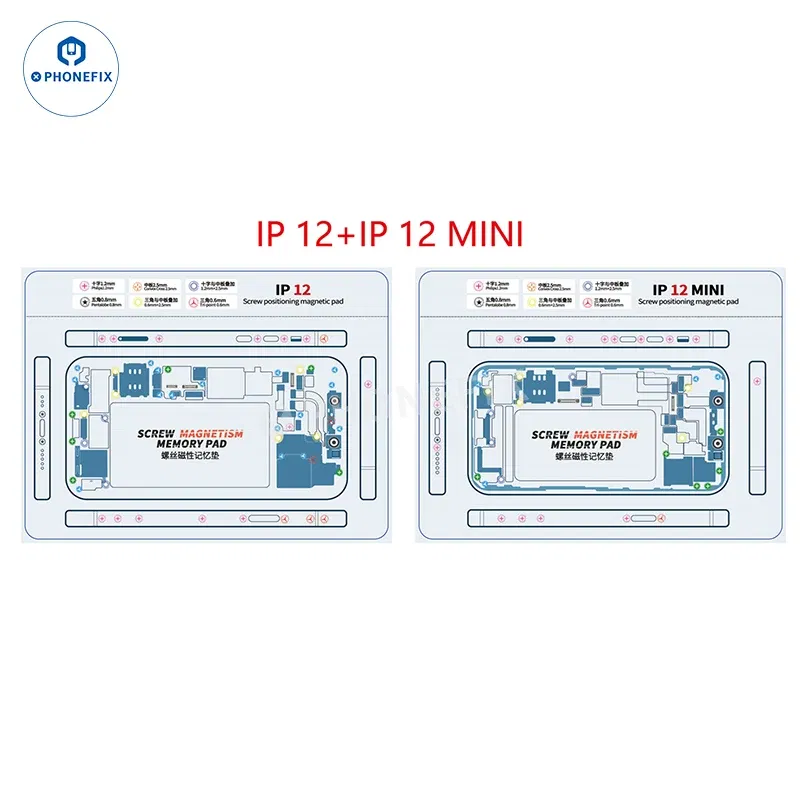 Color: Red, Silver Tone - Soft Magnetic Screw Positioning Keeper Chart for iPhone X-15Pro Max Disassembly Double Sided Screw Setting Opening Guiding Mat