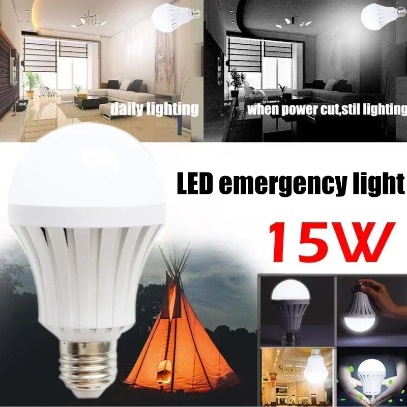 Wattage: 5W, Ships From: CHINA - E27 Energy Saving Intelligent Emergency Rechargeable Lamp Household LED Bulb 15W LED Emergency Light Led Bulb Lighting Lamp