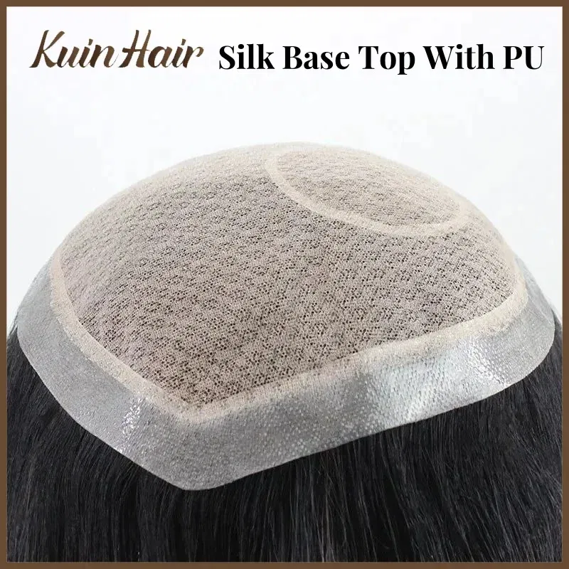 Toupee Color: 5#, Toupee Density: 80%, Length: 10 Inches - Silk Base Top With PU Men Toupee Male Breathable Men's Capillary Prosthesis 100% Real Natural Hair Replacement System Unit Wigs