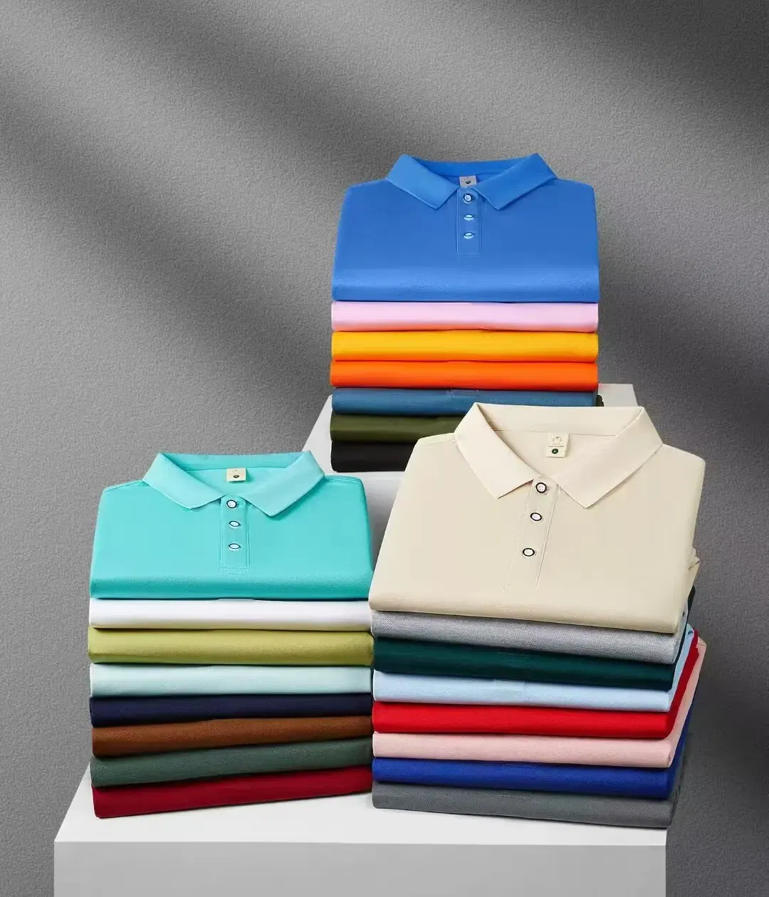 Color: Khaki, Size: XXL - 2025 New Solid Color Polo Shirt Men's Short Sleeve Button Tshirts Lapel Lightweight Streetwear Sport Casual Tops