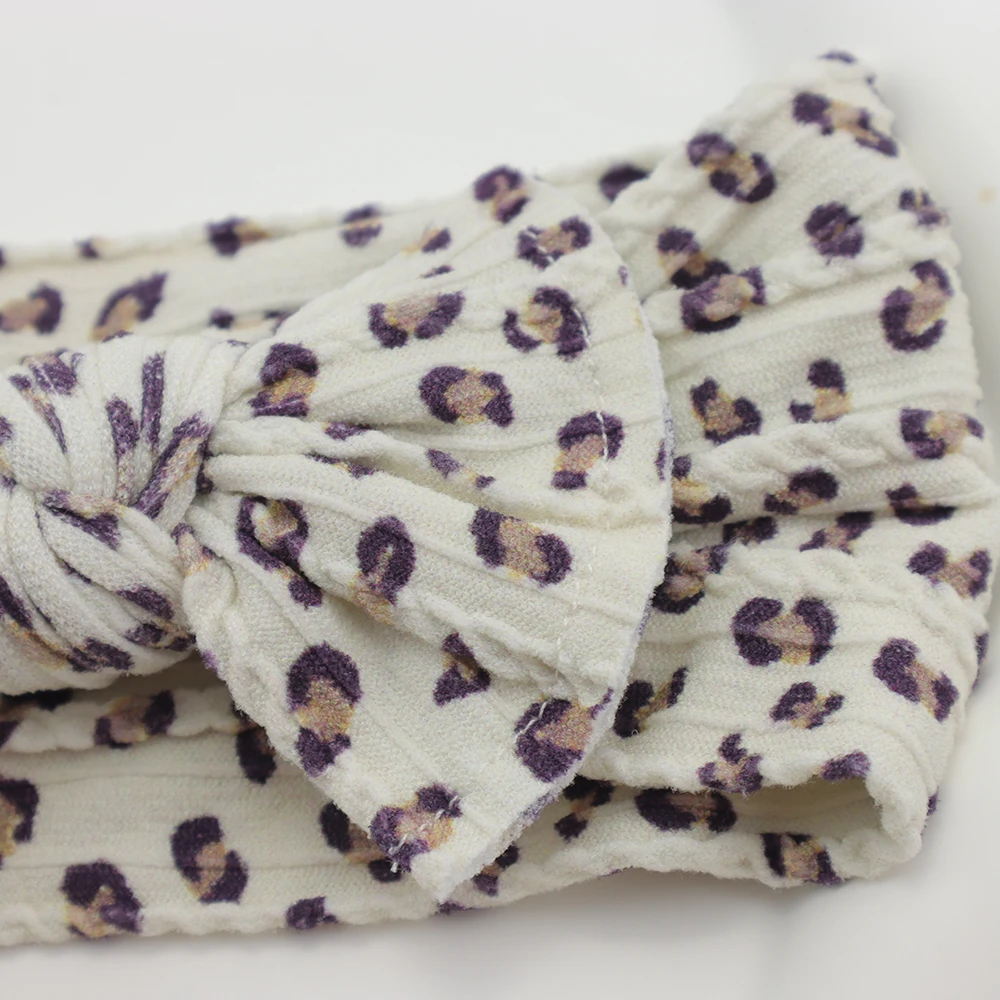 Color: Blue - 5pcs/Lot Cable Knit Bow Baby Headbands Elastic Nylon Baby Girl Headband For Children Turban Newborn Infant Kids Hair Accessories