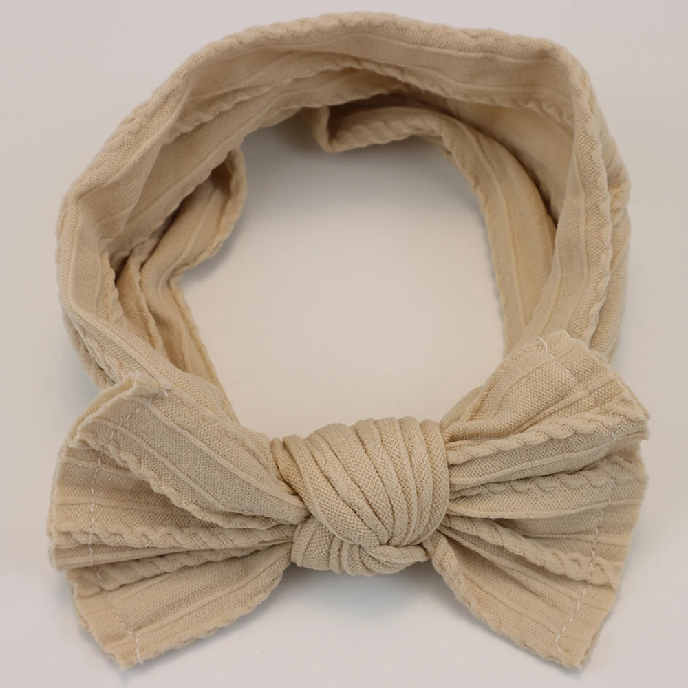 Color: Blue - 5pcs/Lot Cable Knit Bow Baby Headbands Elastic Nylon Baby Girl Headband For Children Turban Newborn Infant Kids Hair Accessories