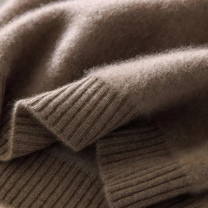 Color: GRAY, Size: XL - 100% Pure Wool Pullover Sweater Men's Round Neck Knitted Sweater Autumn Winter Thick Warm Ethnic Style Men's Clothing