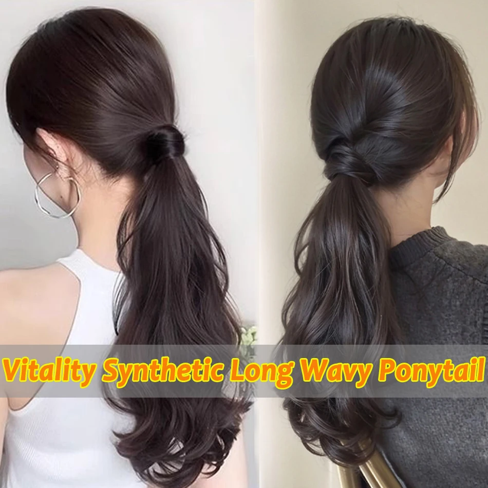 Color: P1B/30, Stretched Length: 20inches - Synthetic Ponytails Hair Extension With Rubber Band Long Curly Wavy Layered Ponytail For Women Daily Use Heat Resistant Hair Wig