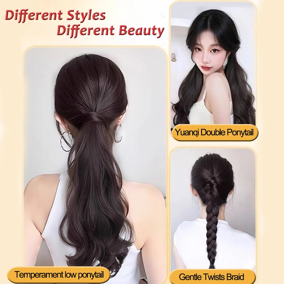 Color: P1B/30, Stretched Length: 20inches - Synthetic Ponytails Hair Extension With Rubber Band Long Curly Wavy Layered Ponytail For Women Daily Use Heat Resistant Hair Wig