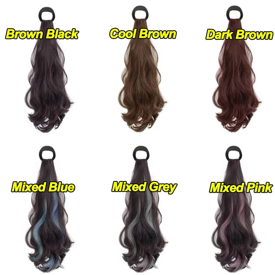 Color: P1B/30, Stretched Length: 20inches - Synthetic Ponytails Hair Extension With Rubber Band Long Curly Wavy Layered Ponytail For Women Daily Use Heat Resistant Hair Wig