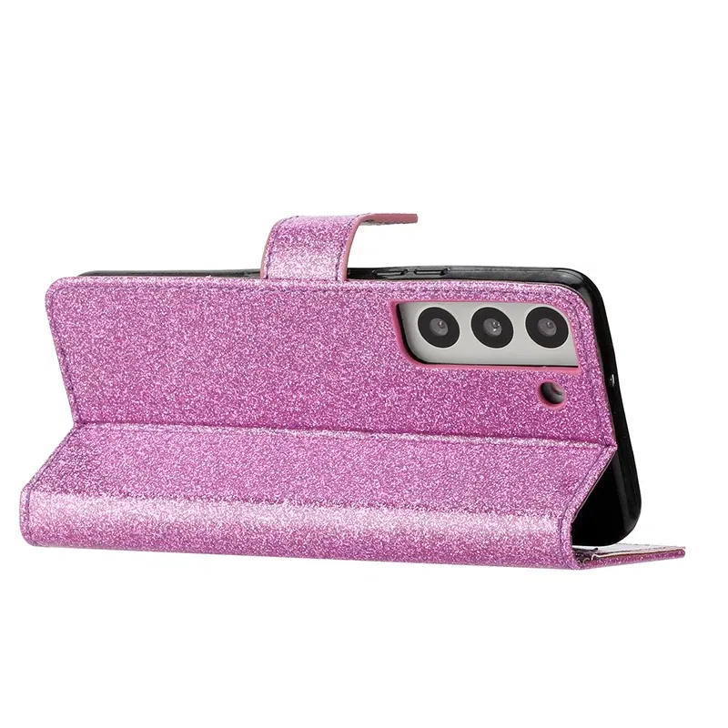 Color: WHITE, Material: Genuine leather - Wallet Glitter Case For Samsung Galaxy S24 FE S23 Ultra S22 Plus S21 S20 A13 A14 A15 A16 A53 A54 A55 A34 Flip Luxury Leather