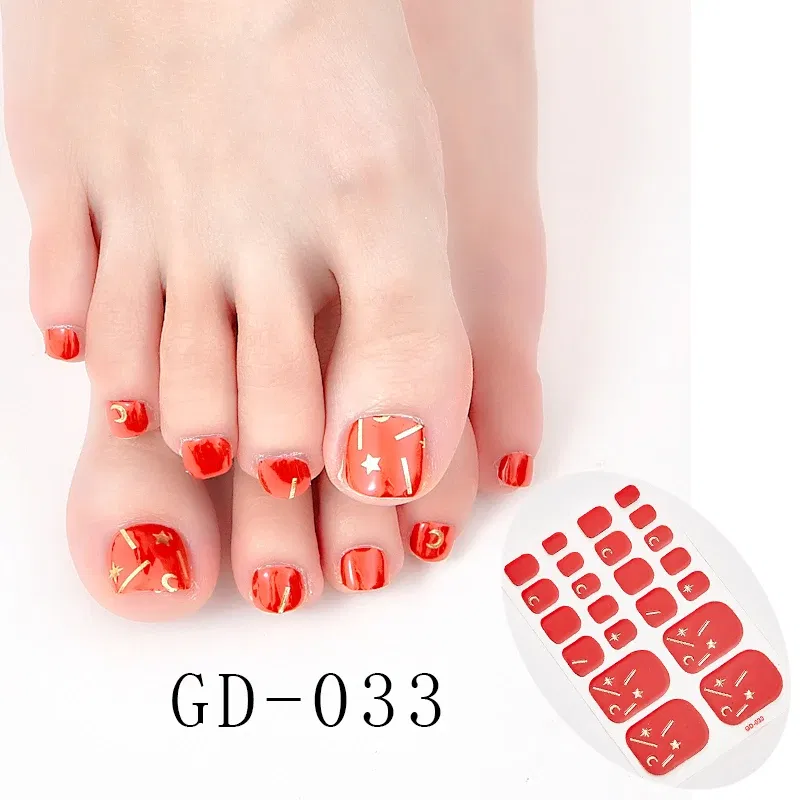 Color: Gold/Bronze - 22 Tips/Sheet Women Salon Fashion Nail Stickers Designed Full Beauty Full Cover Nail Stickers Novidades Nails Sticker Designer