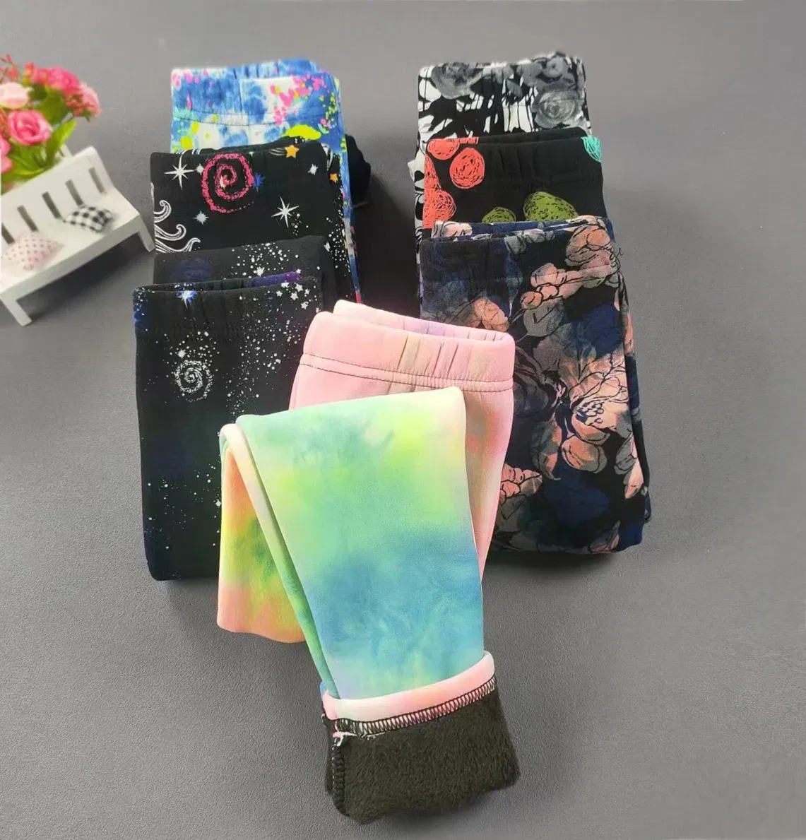 Color: Ivory, Kid Size: 4T - 2-11Y Girls' Pants Autumn and Winter Slim Fit Warm Bottom Pants Thickened Velvet Printed Children's Pants Baby Casual Pants