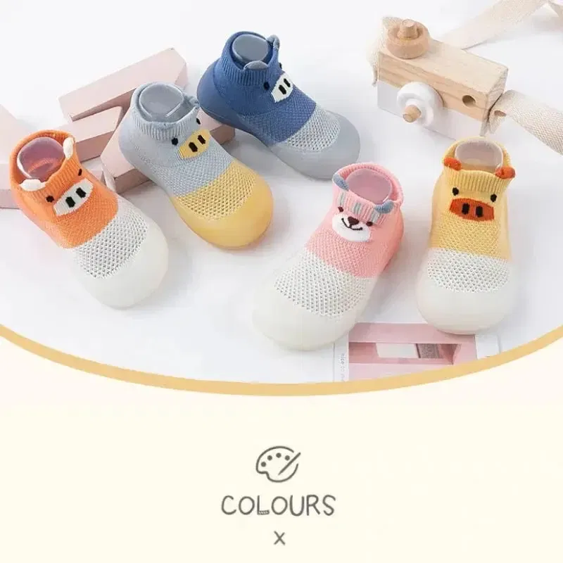 Shoe Size: 1.5, Color: GRAY - Cute Piggy Children's Shoes Men's and Women's Baby Soft Bottom Breathable Footwear Toddler Sandals Cotton Baby Socks Shoes