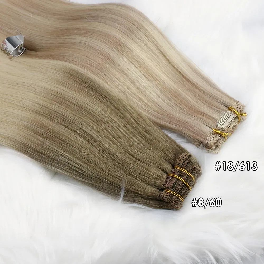 Color: Burg, Length: 16 inches, Weight Per Package: 120g/Set - [16 Colors] Ugeat Clip in Hair Extensions Human Hair 14-22" Double Weft Remy Hair Full Head Clip in Extensions for Woman 7Pcs