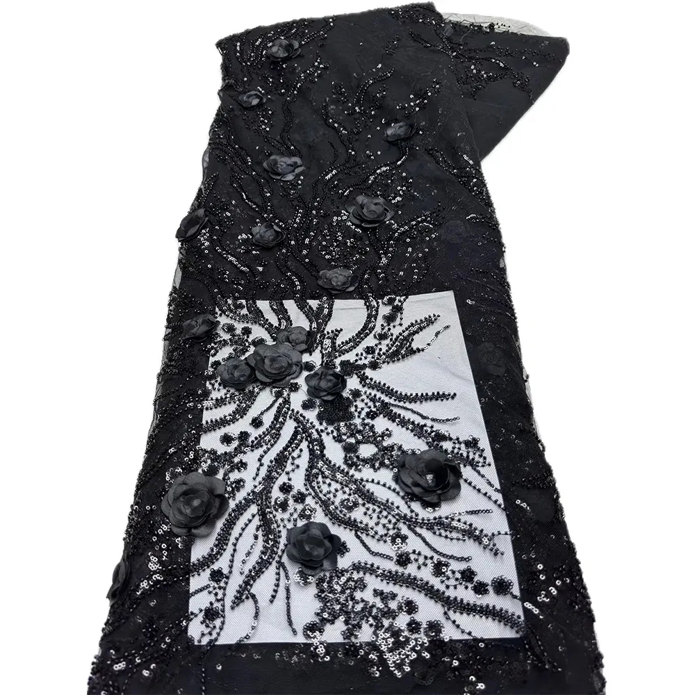 Color: pink, Length: 5 yards, Width: 120cm - 2.5 yards African Sequins Beaded Groom Lace Fabric High Quality French Tulle Lace Fabric Embroidery Nigerian Lace Fabrics Sewing