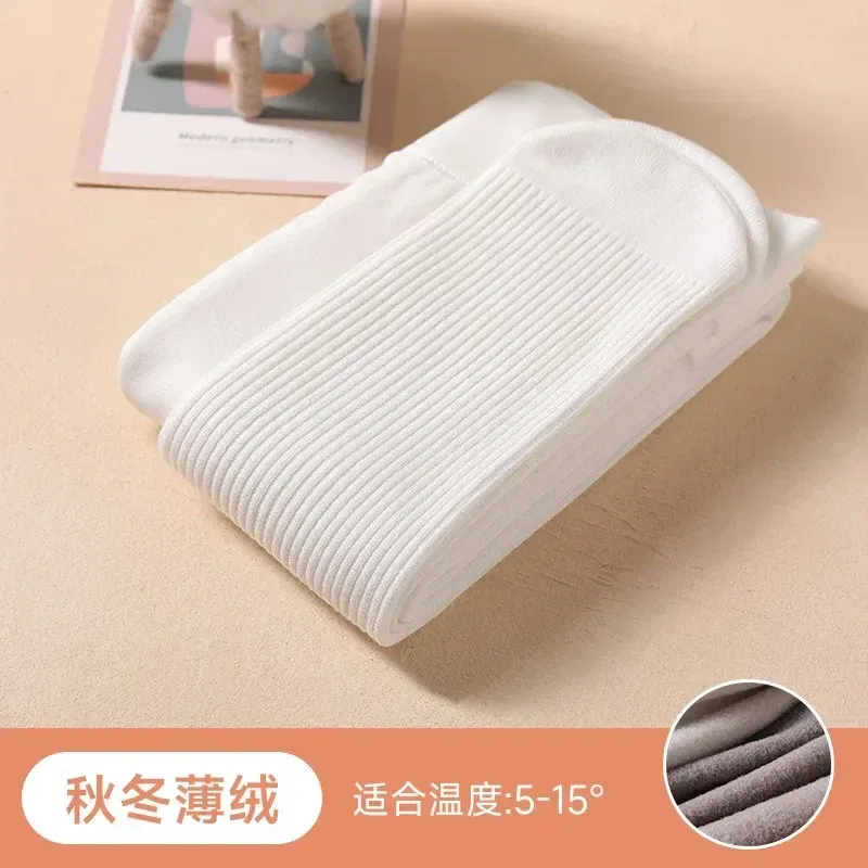 Color: WHITE, Size: XS - Winter Infant Girls Plus Velvet Pantyhose Children's Leggings Thickening Children's Babys Skinny Pants Winter Clothes