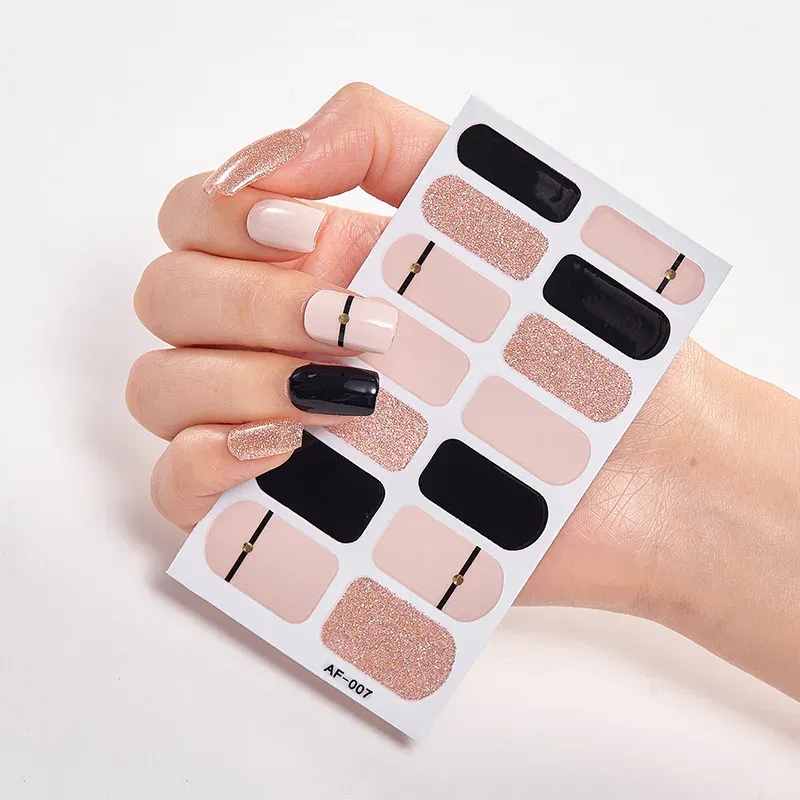 Color: Cream - Patterned Nail Stickers Wholesale Supplise Nail Strips for Women Girls Full Beauty High Quality Stickers for Nails