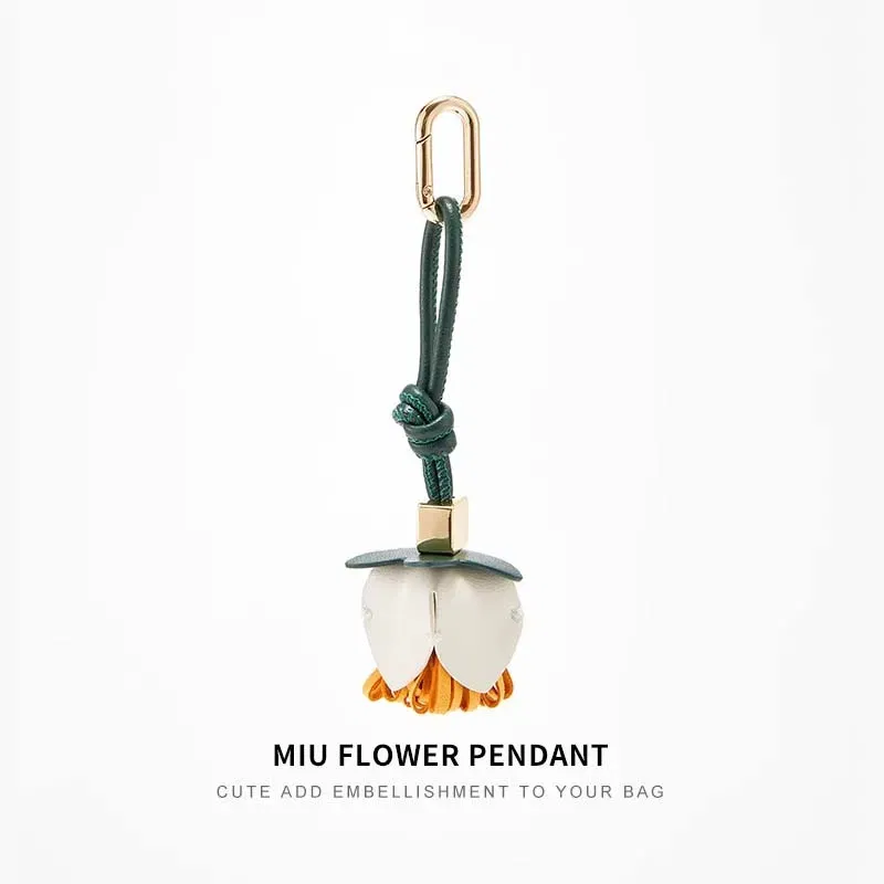Color: light green - Cowhide bag charm exquisite tomato string pendant woman all-match cute backpack pendant bag accessories