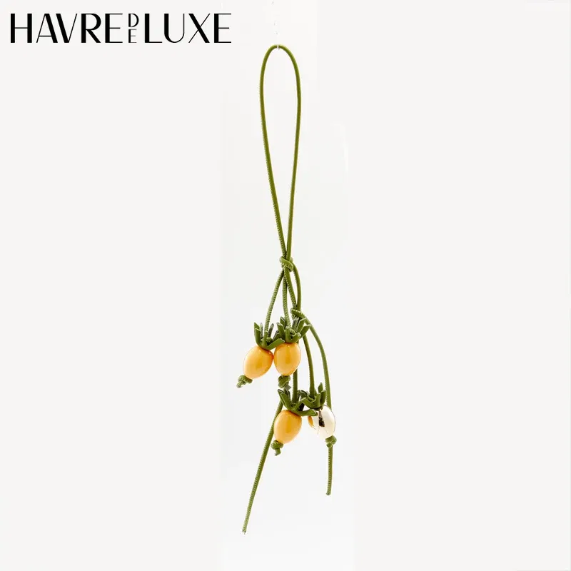 Color: light green - Cowhide bag charm exquisite tomato string pendant woman all-match cute backpack pendant bag accessories